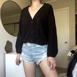 Black knit cardigan